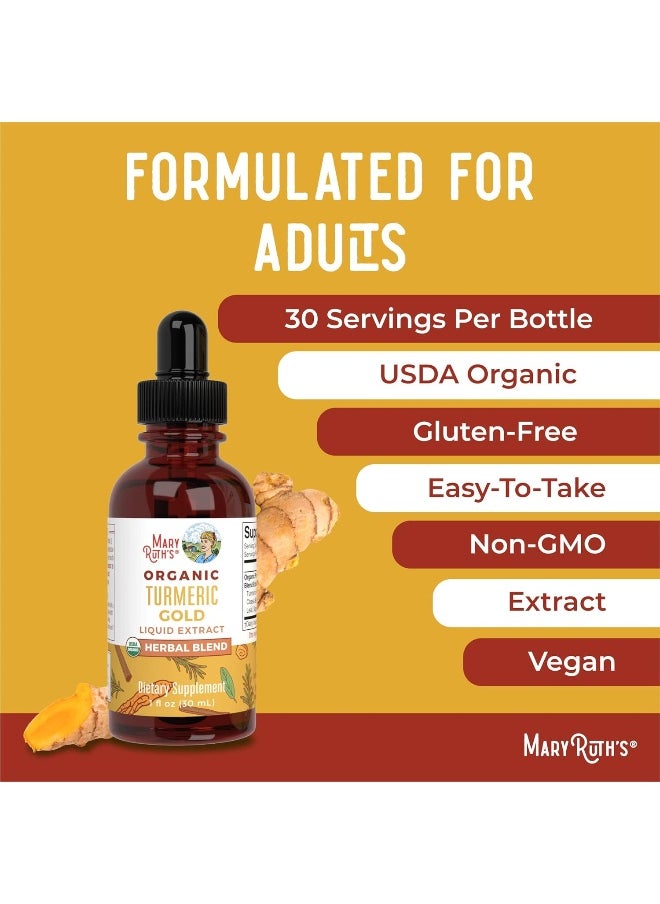 USDA Organic Turmeric Gold Liquid Drops by MaryRuth's