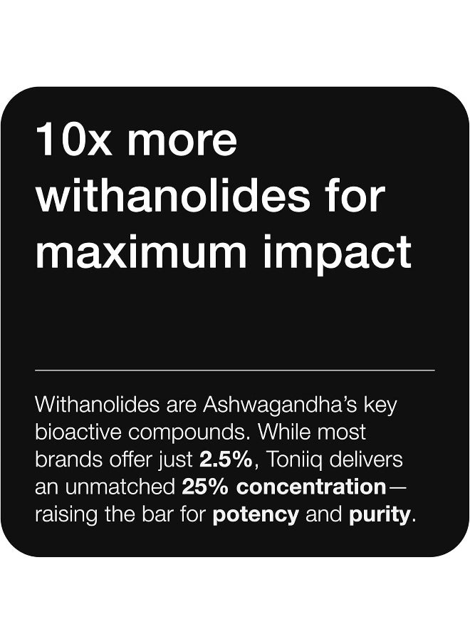 Toniiq 52,000mg 40x Concentrated Extract - 25% Withanolides - Ultra High Strength Ashwagandha Capsules - Wild Harvested in India - Highly Concentrated and Bioavailable Supplement - 120 Veggie Capsules