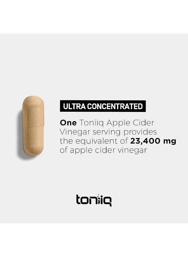 Toniiq 20% Acetic Acid Ultra High Strength Non-GMO Apple Cider Vinegar Capsules with Mother - 2,010mg Formula Pills with Cayenne Pepper -12x Potent - 120 Capsules