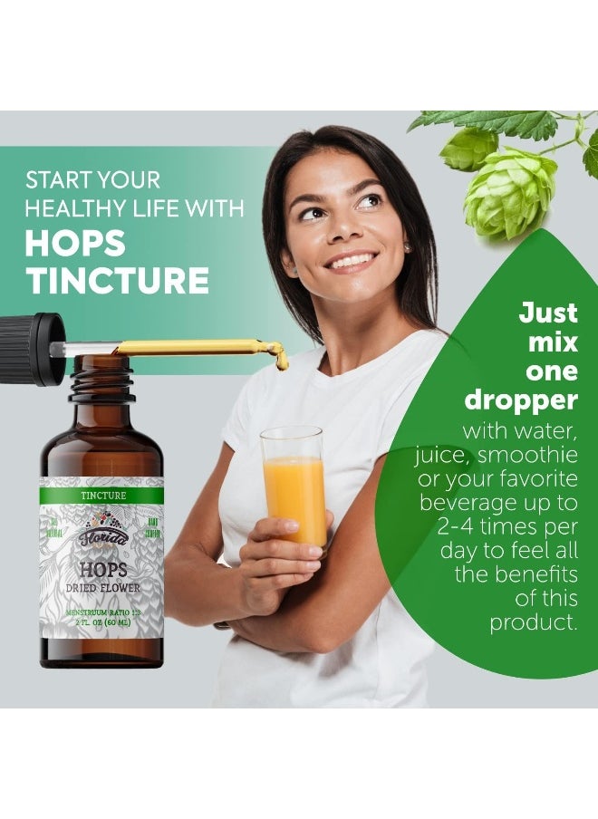 FLORIDA HERBS Hops Tincture, Organic Hops Extract Drops (Humulus Lupulus) Dried Flowers - Non-GMO 2 oz