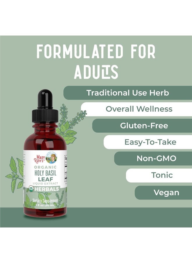 MaryRuth Organics Herbal Supplement Drops, Supports Cognitive Function, Digestion, Pack of 1, Tulsi Holy Basil Leaf, Sugar Free, Energy Levels, Vegan, Non-GMO, 1 Fluid Ounces