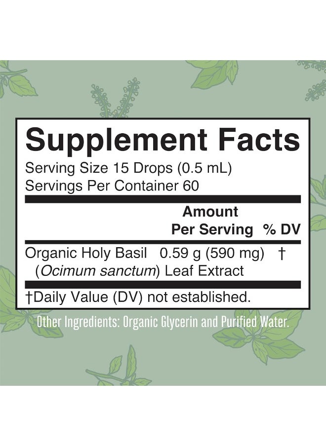 MaryRuth Organics Herbal Supplement Drops, Supports Cognitive Function, Digestion, Pack of 1, Tulsi Holy Basil Leaf, Sugar Free, Energy Levels, Vegan, Non-GMO, 1 Fluid Ounces