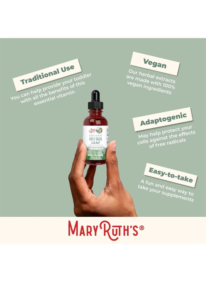 MaryRuth Organics Herbal Supplement Drops, Supports Cognitive Function, Digestion, Pack of 1, Tulsi Holy Basil Leaf, Sugar Free, Energy Levels, Vegan, Non-GMO, 1 Fluid Ounces