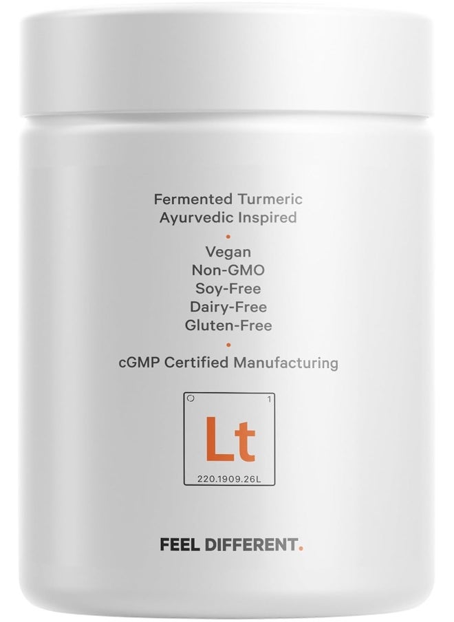 Fermented Turmeric Supplement, Extra Strength Curcumin Infused with Organic Essential Oil and Digestive Bitters, Joint and Heart Health, 90 Capsules