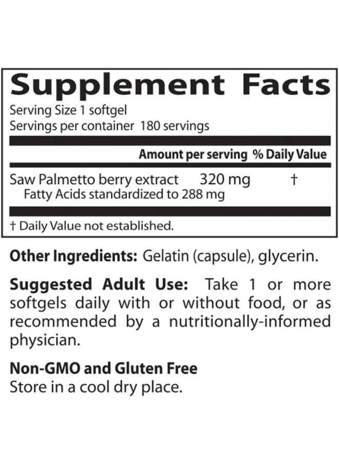 Doctor's Best Saw Palmetto 320 Mg Softgels, 180 Count