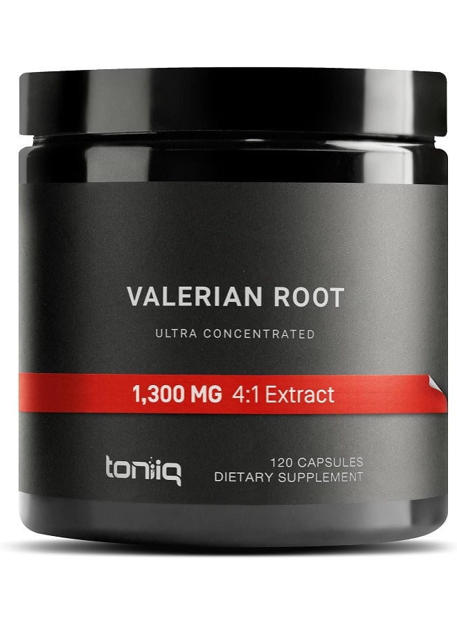 Ultra High Strength Valerian Root Capsules - 1,300mg 4X Concentrated Extract - The Strongest Valerian Root Supplement Available - 120 Capsules