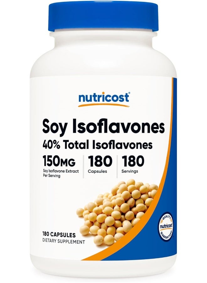 Nutricost Soy Isoflavones 150mg, 180 Veggie Capsules - Gluten Free, Non-GMO, Vegetarian Friendly