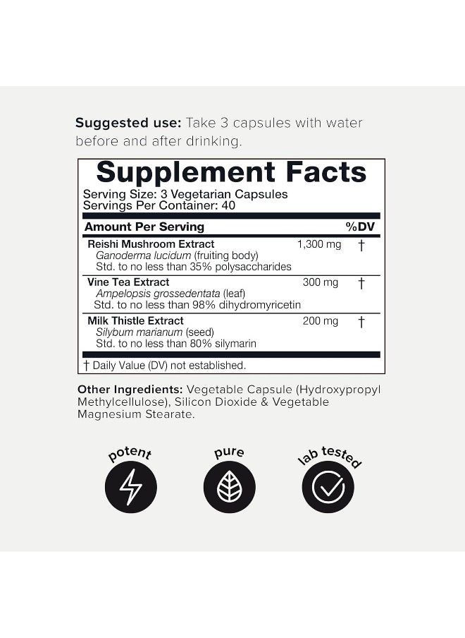 Toniiq Ease with DHM - Full Liver Support for a Night Out - 120 Capsules - 50x Super Concentrated Extract