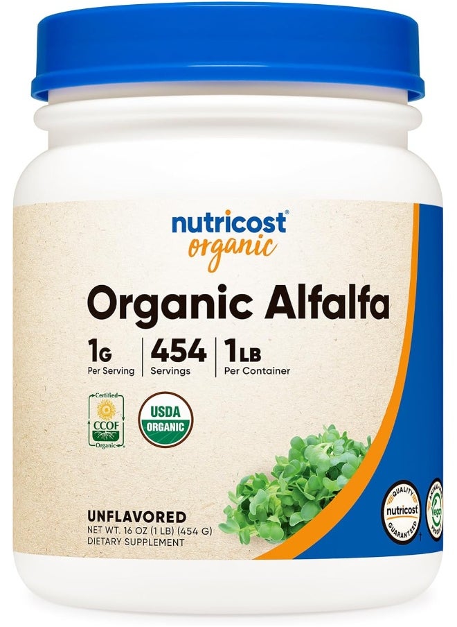 Nutricost Organic Alfalfa Powder 1LB - USDA Certified 100% Organic, Vegan, Non-GMO, Gluten Free