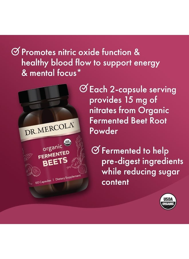 Dr. Mercola Organic Fermented Beets, 30 Servings (60 Capsules), Dietary Supplement, Essential Nutrients for Overall Health, USDA Organic, Non-GMO