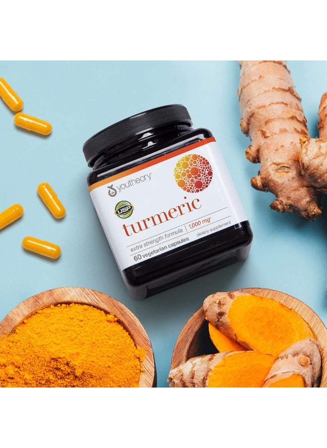 Youtheory Turmeric Curcumin Supplement With Black Pepper Bioperine, Powerful Antioxidant Properties For Joint & Healthy Inflammation Support, 60 Capsules