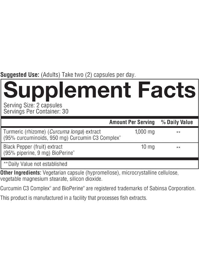 Youtheory Turmeric Curcumin Supplement With Black Pepper Bioperine, Powerful Antioxidant Properties For Joint & Healthy Inflammation Support, 60 Capsules