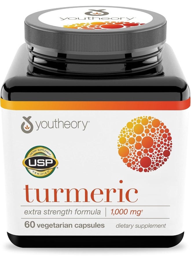 Youtheory Turmeric Curcumin Supplement With Black Pepper Bioperine, Powerful Antioxidant Properties For Joint & Healthy Inflammation Support, 60 Capsules