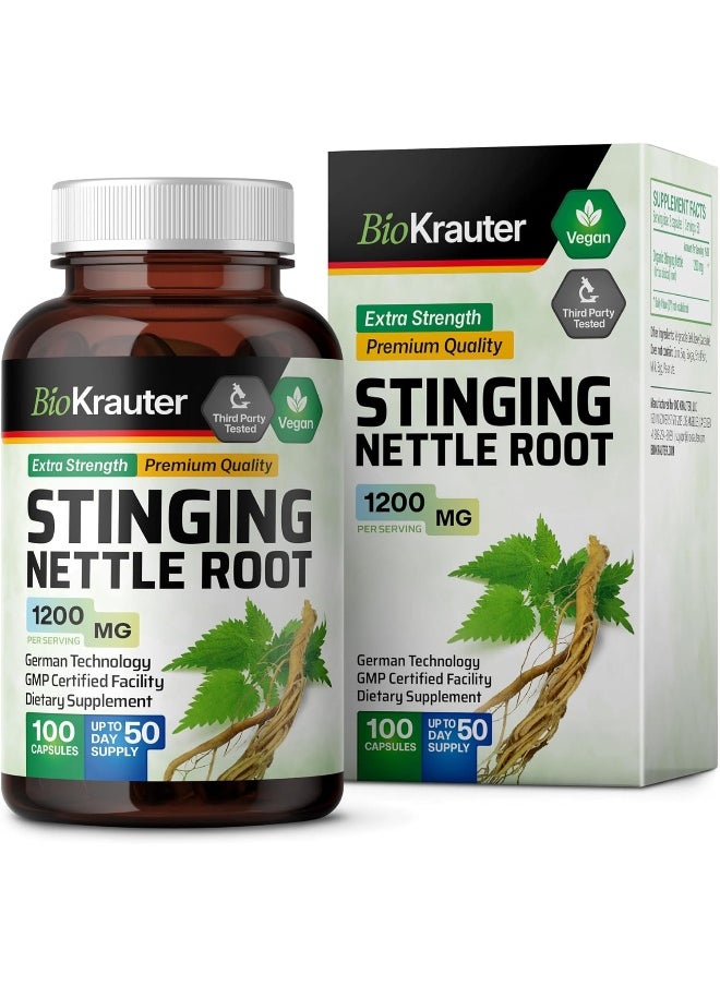 Stinging Nettle Capsules - Natural Urinary Tract & Overall Health Support - Organic Nettle Root Powder (Urtica Dioica) 1800 mg - 100 Vegan Pills - Non GMO