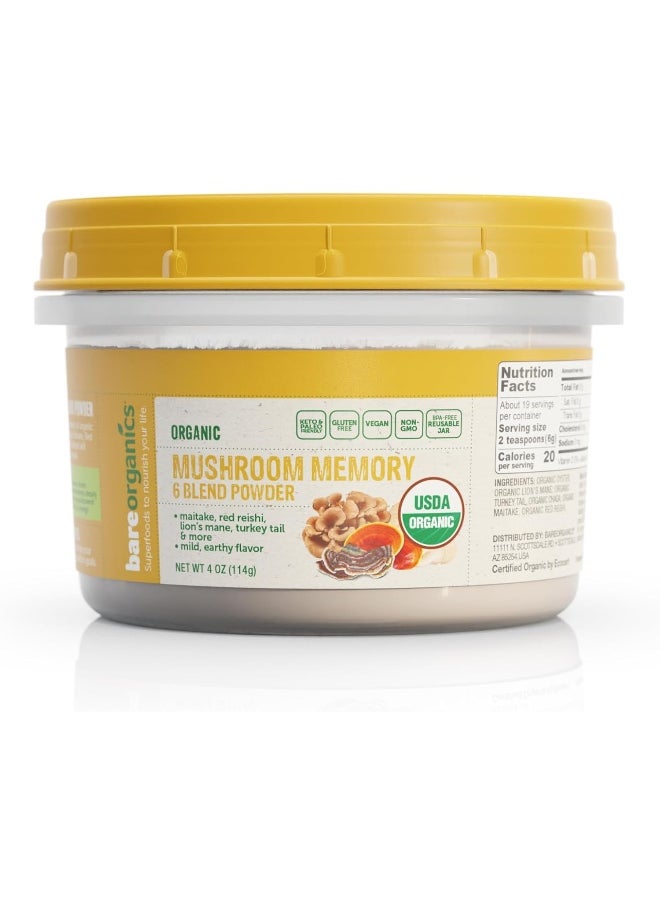 BareOrganics Mushroom Immune Blend Powder, 4 Ounce