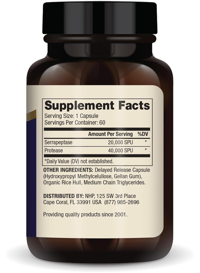 Dr. Mercola Serrapeptase Enzymes, 30 Servings (60 Capsules), Delayed Release, Dietary Supplement, Supports Healthy Cellular Function, Non-GMO