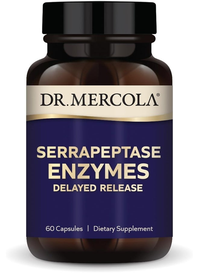 Dr. Mercola Serrapeptase Enzymes, 30 Servings (60 Capsules), Delayed Release, Dietary Supplement, Supports Healthy Cellular Function, Non-GMO