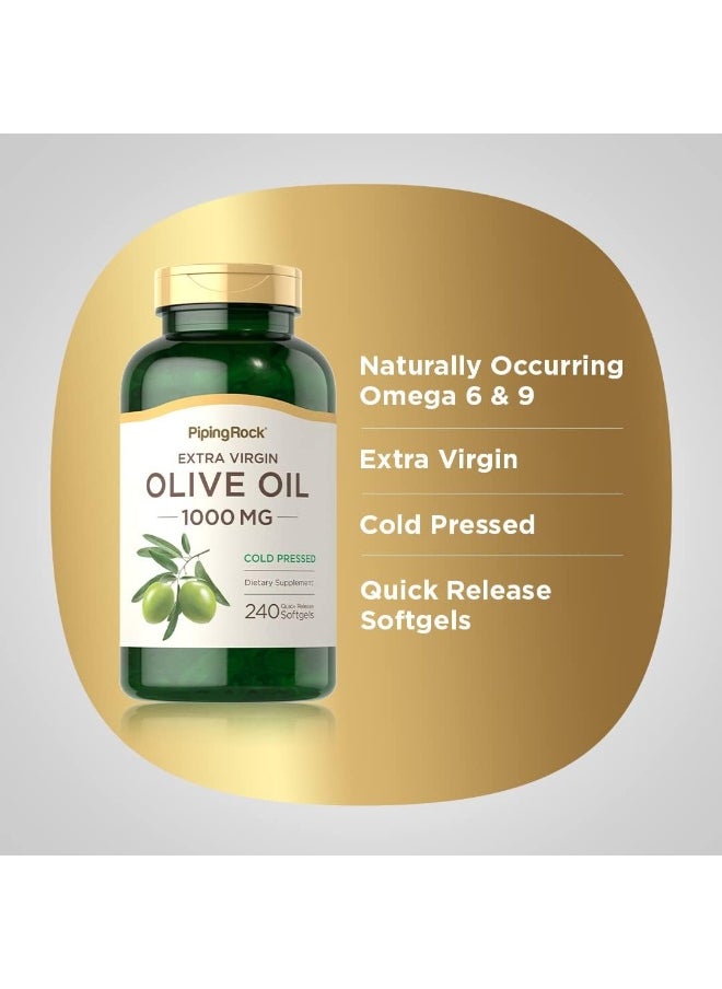 Olive Oil Softgels 1000mg | 240 Count | Organic Extra Virgin Olive Oil | Cold Pressed | Gluten Free, Non-GMO | by Piping Rock