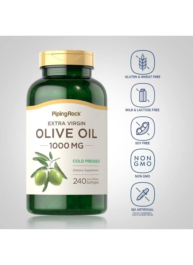 Olive Oil Softgels 1000mg | 240 Count | Organic Extra Virgin Olive Oil | Cold Pressed | Gluten Free, Non-GMO | by Piping Rock