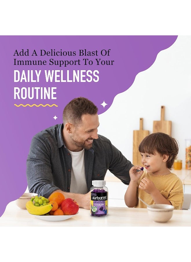 Airborne Elderberry + Zinc & Vitamin C Gummies For Adults, Immune Support Vitamin D & Zinc Gummies with Powerful Antioxidant Vitamins C D & E - 130 Gummies, Elderberry Flavor