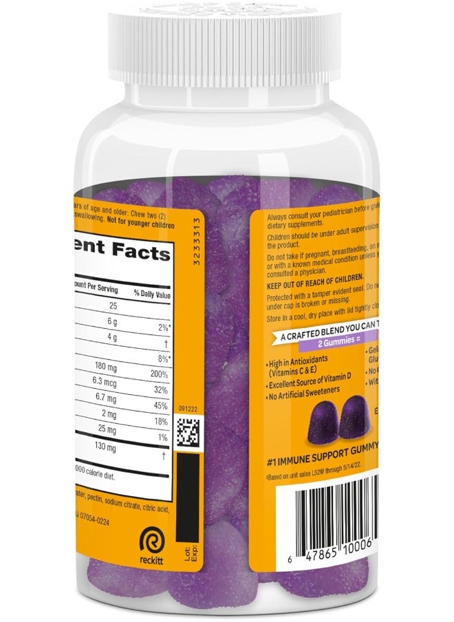 Airborne Elderberry + Zinc & Vitamin C Gummies For Adults, Immune Support Vitamin D & Zinc Gummies with Powerful Antioxidant Vitamins C D & E - 130 Gummies, Elderberry Flavor