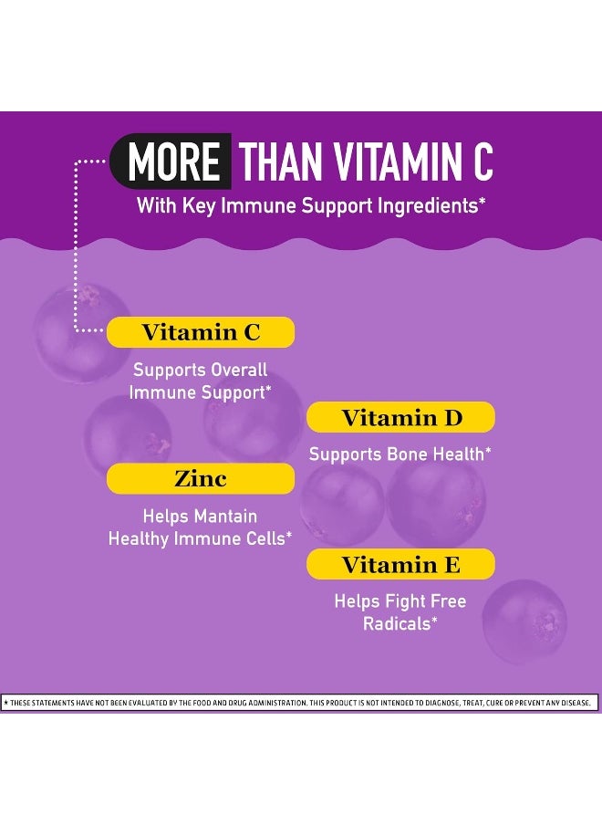Airborne Elderberry + Zinc & Vitamin C Gummies For Adults, Immune Support Vitamin D & Zinc Gummies with Powerful Antioxidant Vitamins C D & E - 130 Gummies, Elderberry Flavor