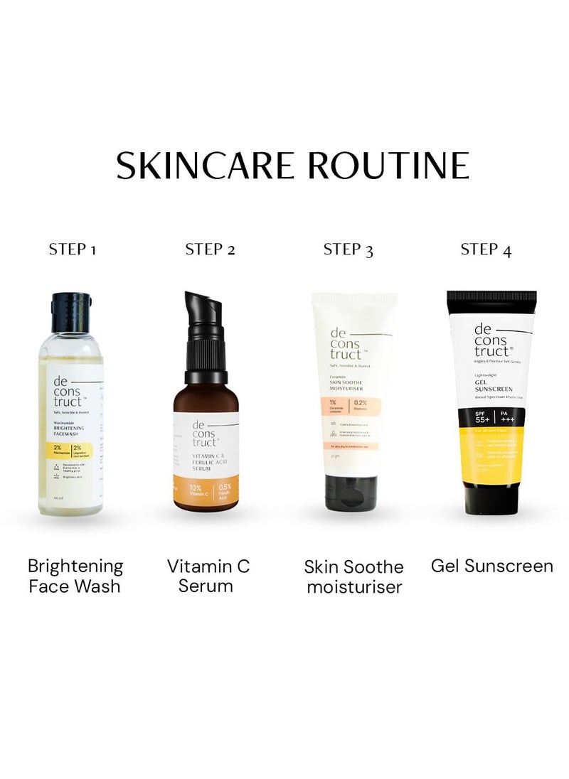 Sun Protect Duo | 10% Vitamin C Face Serum (30 ml) + Gel Sunscreen (50 g) | Get Glowing Skin with Sun Protection