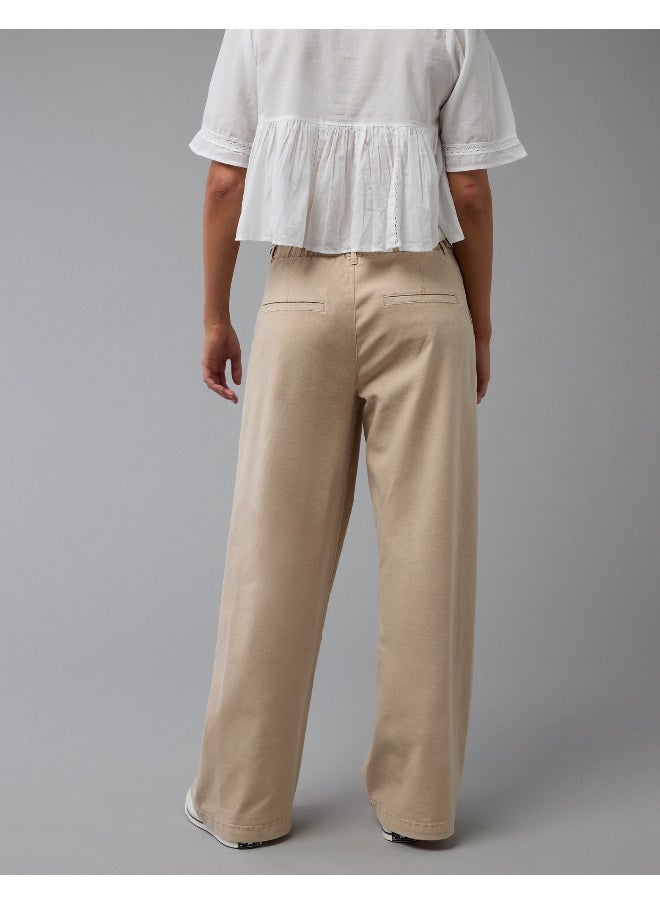 AE Stretch Linen-Blend High-Waisted Wide-Leg Trouser