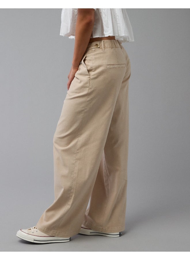 AE Stretch Linen-Blend High-Waisted Wide-Leg Trouser
