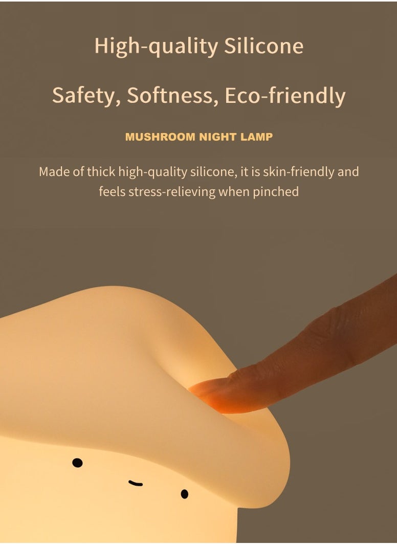 Night Light for Kids, Baby Night Light Lamp for Kids Room Girls Warm Night Light, Silicone Squishy Soft Rechargeable Cute Mushroom Night Light, Small Birthday Gift