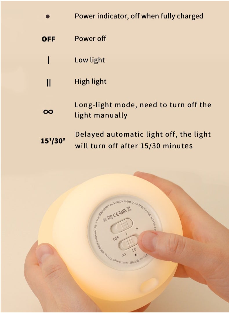 Night Light for Kids, Baby Night Light Lamp for Kids Room Girls Warm Night Light, Silicone Squishy Soft Rechargeable Cute Mushroom Night Light, Small Birthday Gift