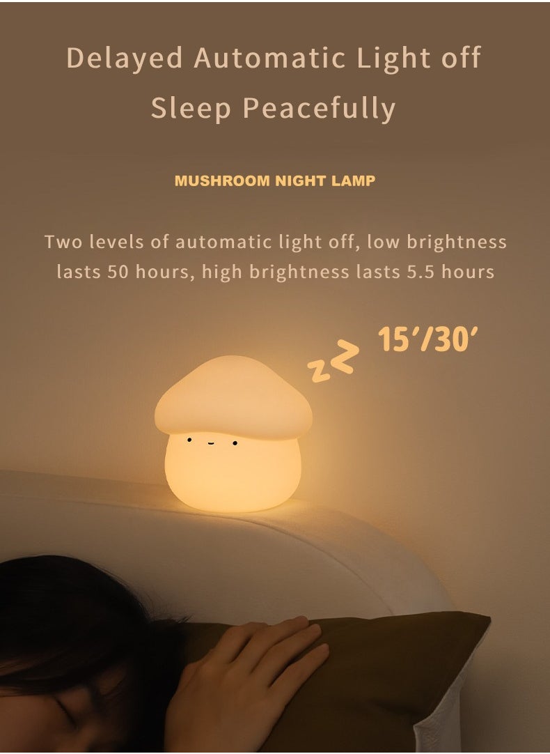 Night Light for Kids, Baby Night Light Lamp for Kids Room Girls Warm Night Light, Silicone Squishy Soft Rechargeable Cute Mushroom Night Light, Small Birthday Gift