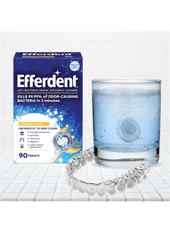 Efferdent PM Overnight Anti-Bacterial Denture Cleanser Tablets