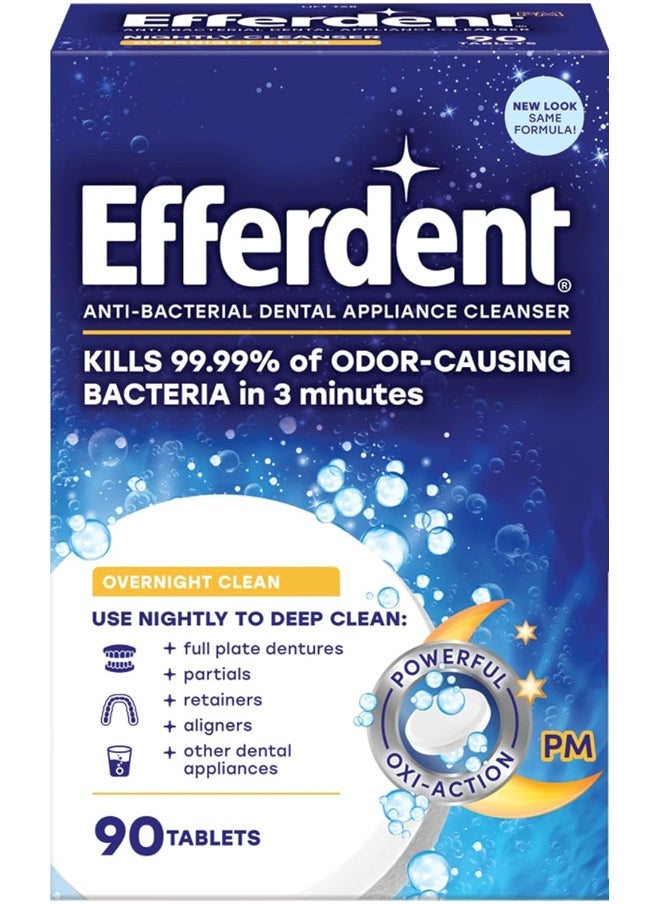 Efferdent PM Overnight Anti-Bacterial Denture Cleanser Tablets