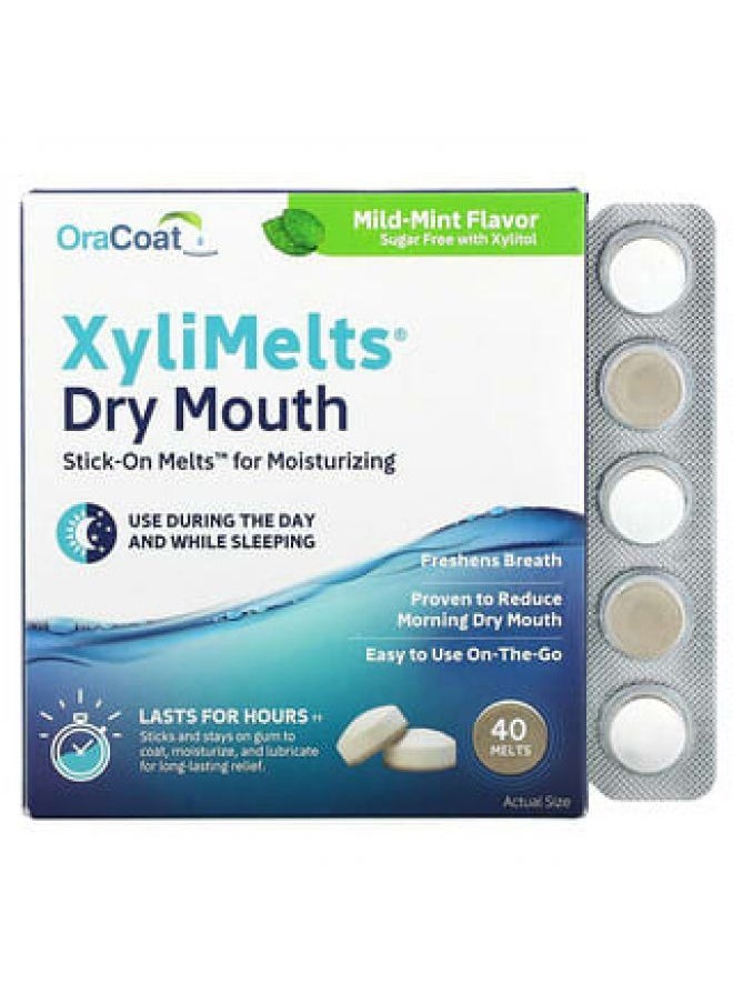 OraCoat, XyliMelts for Dry Mouth, Mild-Mint, 40 Melts