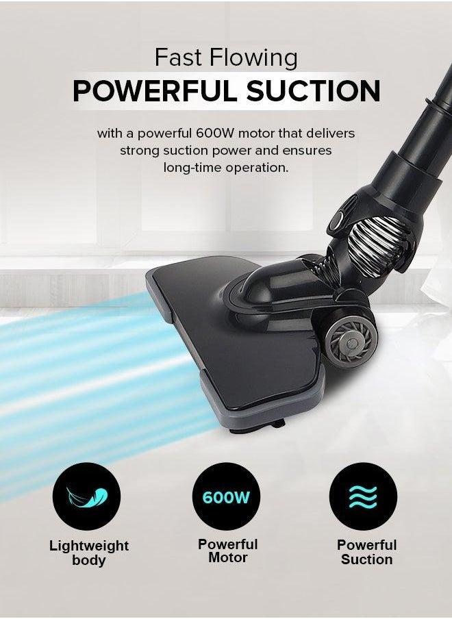 Geepas Stick & Handheld Vacuum Cleaner, HEPA Filter | Handheld & Stick, 0.9L Dust Bag Capacity, 600W Powerful Motor, Transparent Dust Cup for Easy Check, Lightweight Body & Low Noise