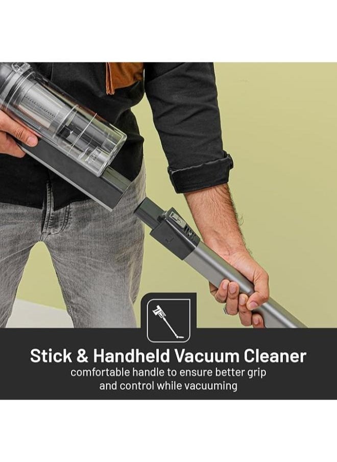 Geepas Stick & Handheld Vacuum Cleaner, HEPA Filter | Handheld & Stick, 0.9L Dust Bag Capacity, 600W Powerful Motor, Transparent Dust Cup for Easy Check, Lightweight Body & Low Noise