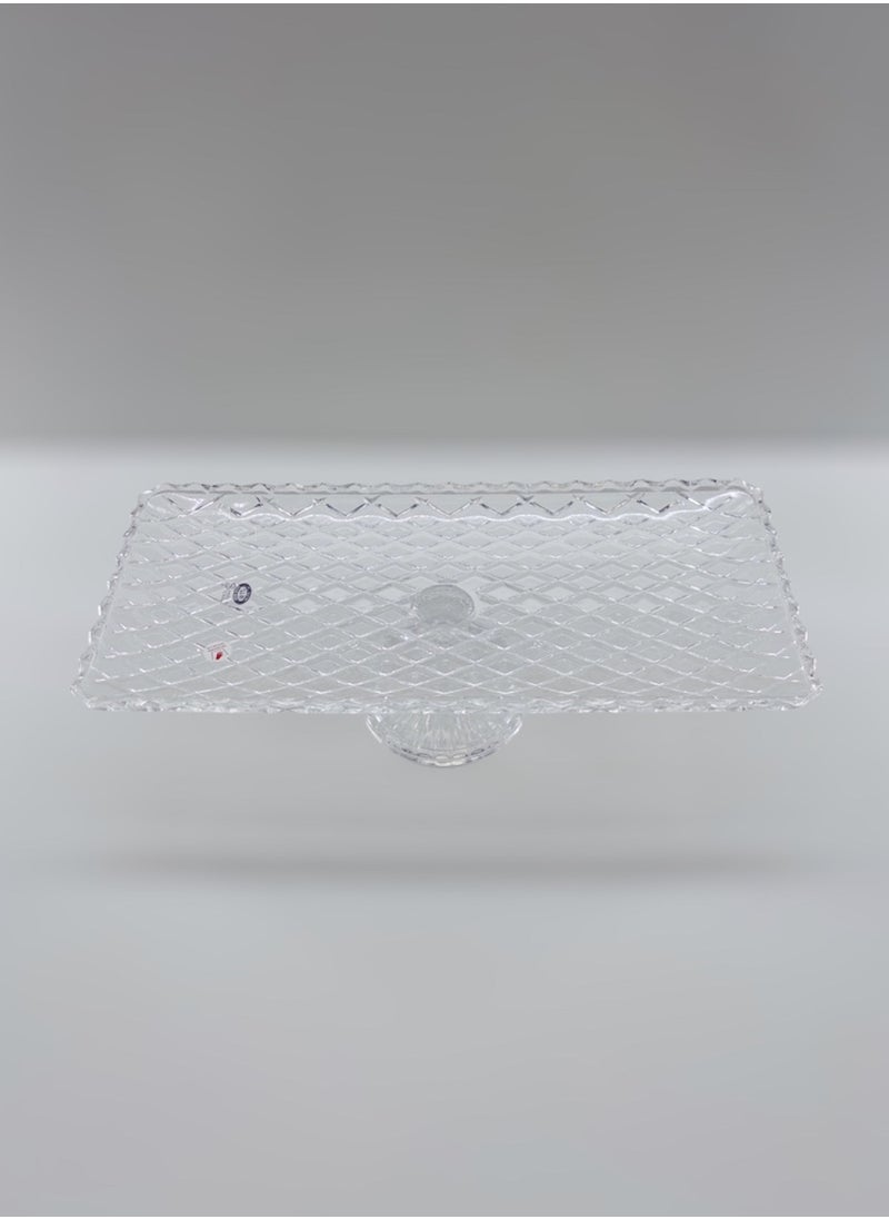 Gift Kafes Design Serving Plate With Stand Handmade Glass