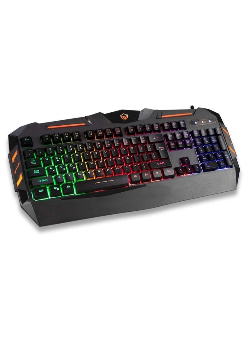 Meetion 4 in 1 C-500 PC Backlight Gold Plating USB Ergonomic Gaming Mouse Rainbow Keyboard and Mouse Pad Combo Comfortable and Soft Keys