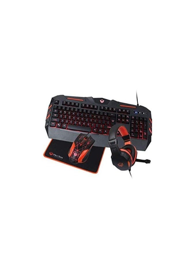 Meetion 4 in 1 C-500 PC Backlight Gold Plating USB Ergonomic Gaming Mouse Rainbow Keyboard and Mouse Pad Combo Comfortable and Soft Keys