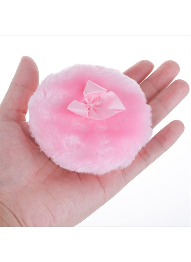 4Pcs Large Fluffy Powder Puff, 4 Inch Ultra Soft Washable Reusable Velour Face Body Powder Puff Loose Powder Puffs Wet Dry Makeup Tool