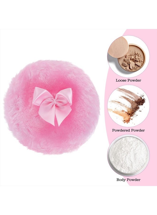 4Pcs Large Fluffy Powder Puff, 4 Inch Ultra Soft Washable Reusable Velour Face Body Powder Puff Loose Powder Puffs Wet Dry Makeup Tool