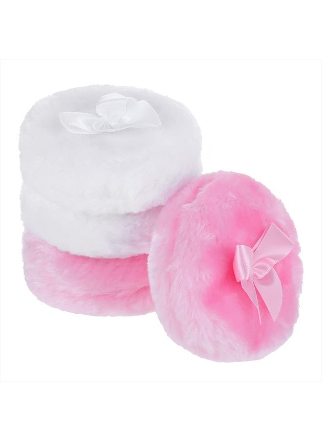 4Pcs Large Fluffy Powder Puff, 4 Inch Ultra Soft Washable Reusable Velour Face Body Powder Puff Loose Powder Puffs Wet Dry Makeup Tool