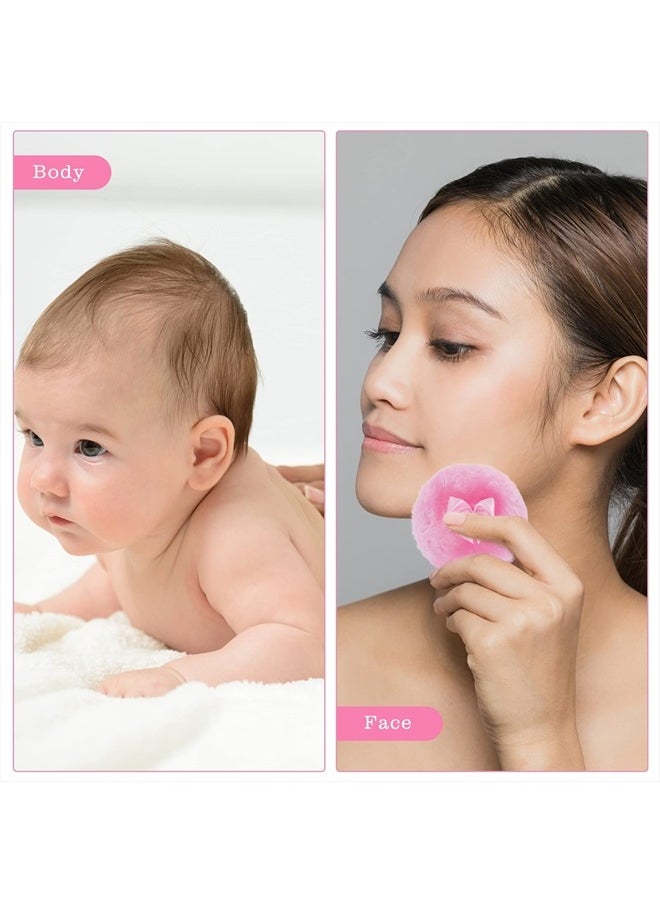 4Pcs Large Fluffy Powder Puff, 4 Inch Ultra Soft Washable Reusable Velour Face Body Powder Puff Loose Powder Puffs Wet Dry Makeup Tool