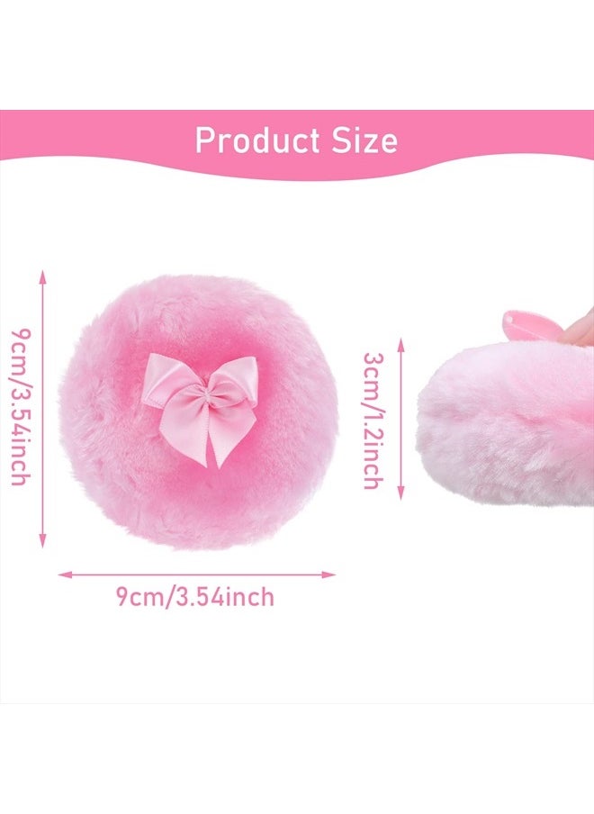 4Pcs Large Fluffy Powder Puff, 4 Inch Ultra Soft Washable Reusable Velour Face Body Powder Puff Loose Powder Puffs Wet Dry Makeup Tool