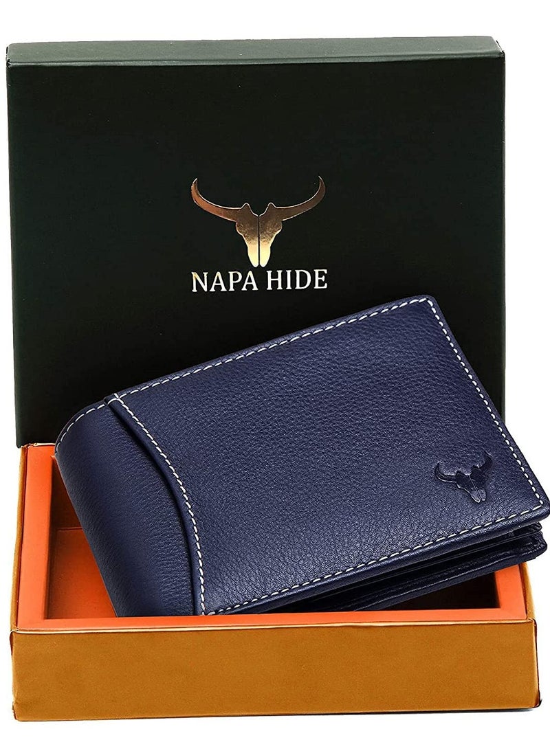 Blue Leather Wallet for Men  6 Credit/Debit Card Slots