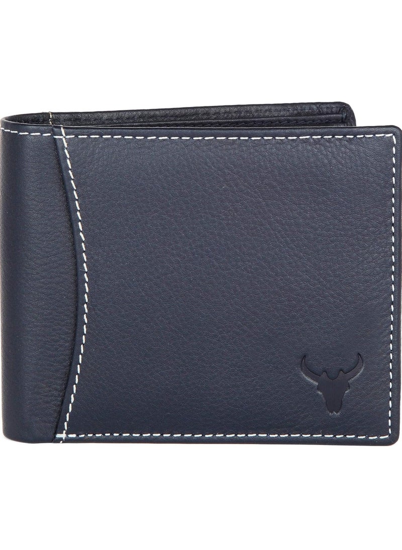 Blue Leather Wallet for Men  6 Credit/Debit Card Slots