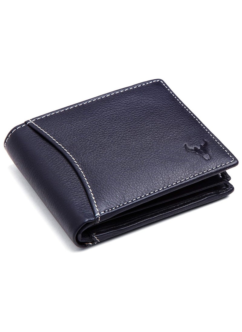 Blue Leather Wallet for Men  6 Credit/Debit Card Slots