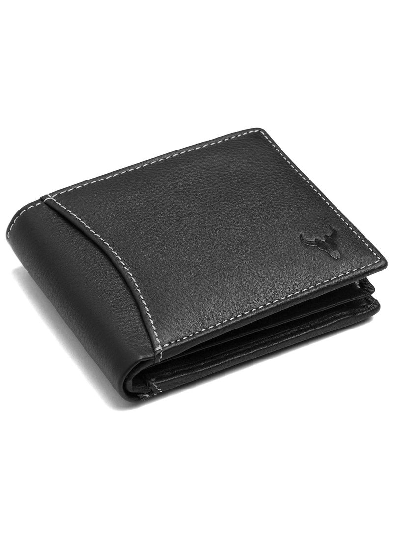 Black Leather Wallet for Men I 6 Credit/Debit Card Slots