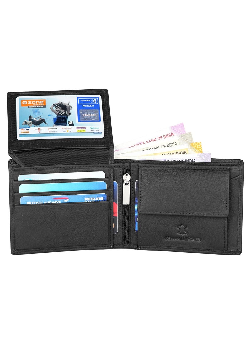 Black Leather Wallet for Men I 6 Credit/Debit Card Slots